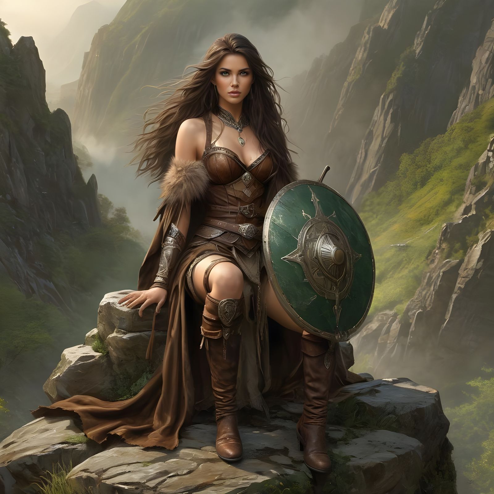 Norse Goddess in Eerie Landscape