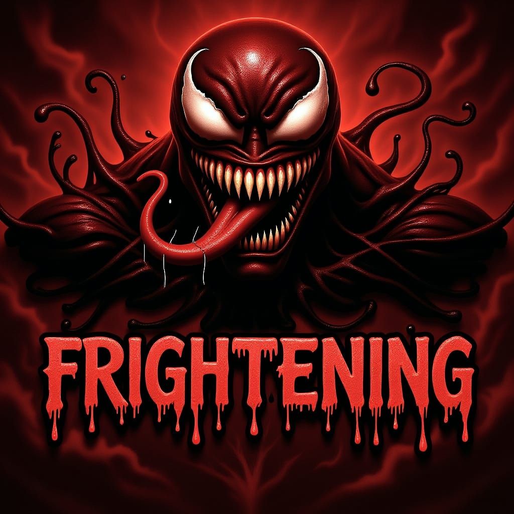 Blackletter 'Frightening' Carved in Stone with Red Moss