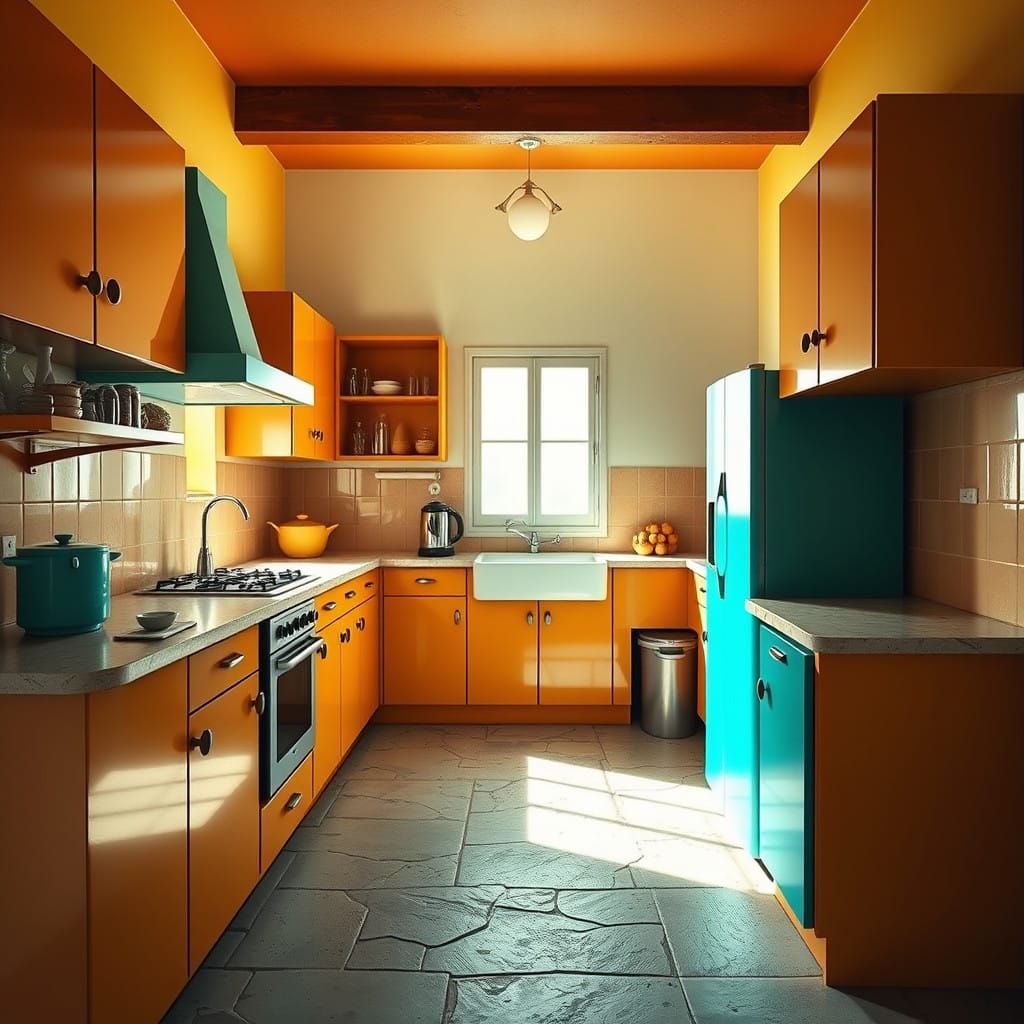 Vintage Italian Kitchen in Earthy Tones