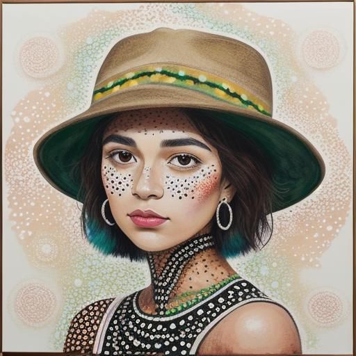 Woman in Aboriginal Dot Art Style