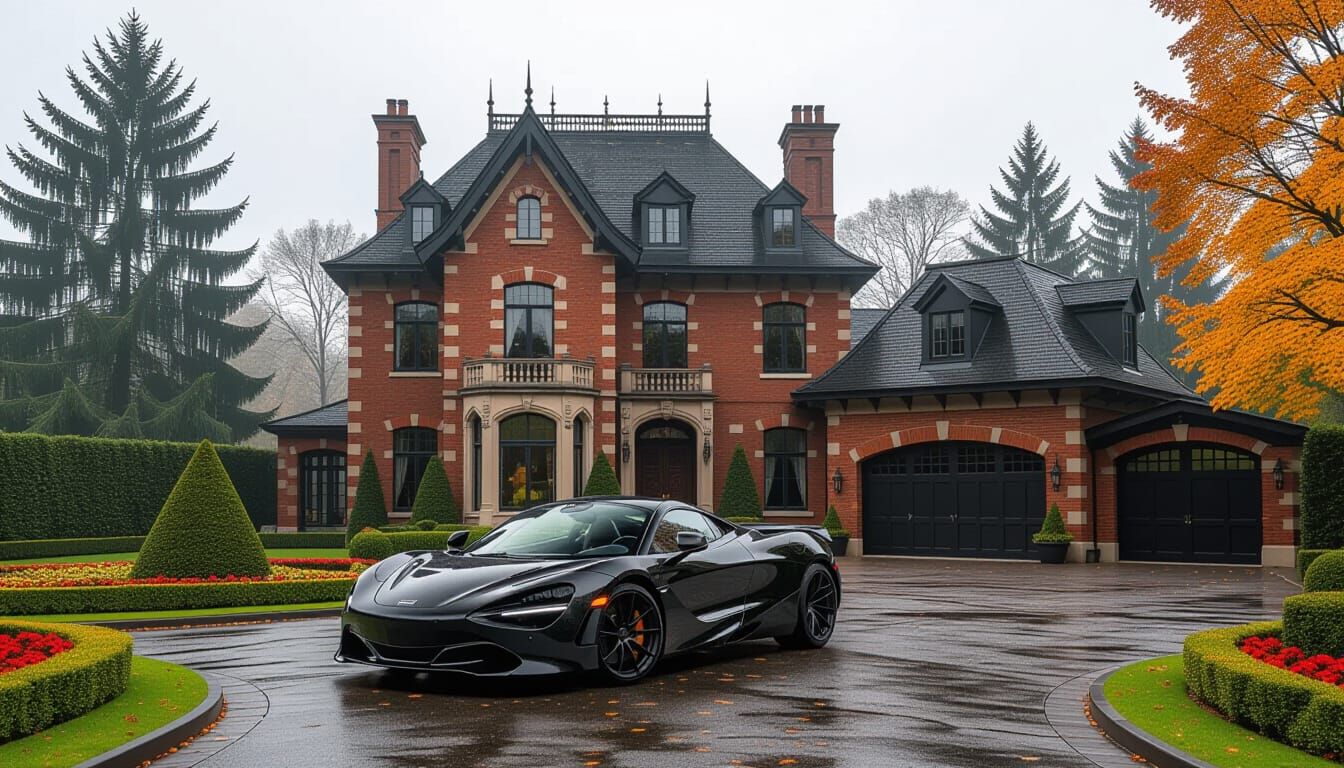 Victorian Chateau with McLaren in Misty Autumn