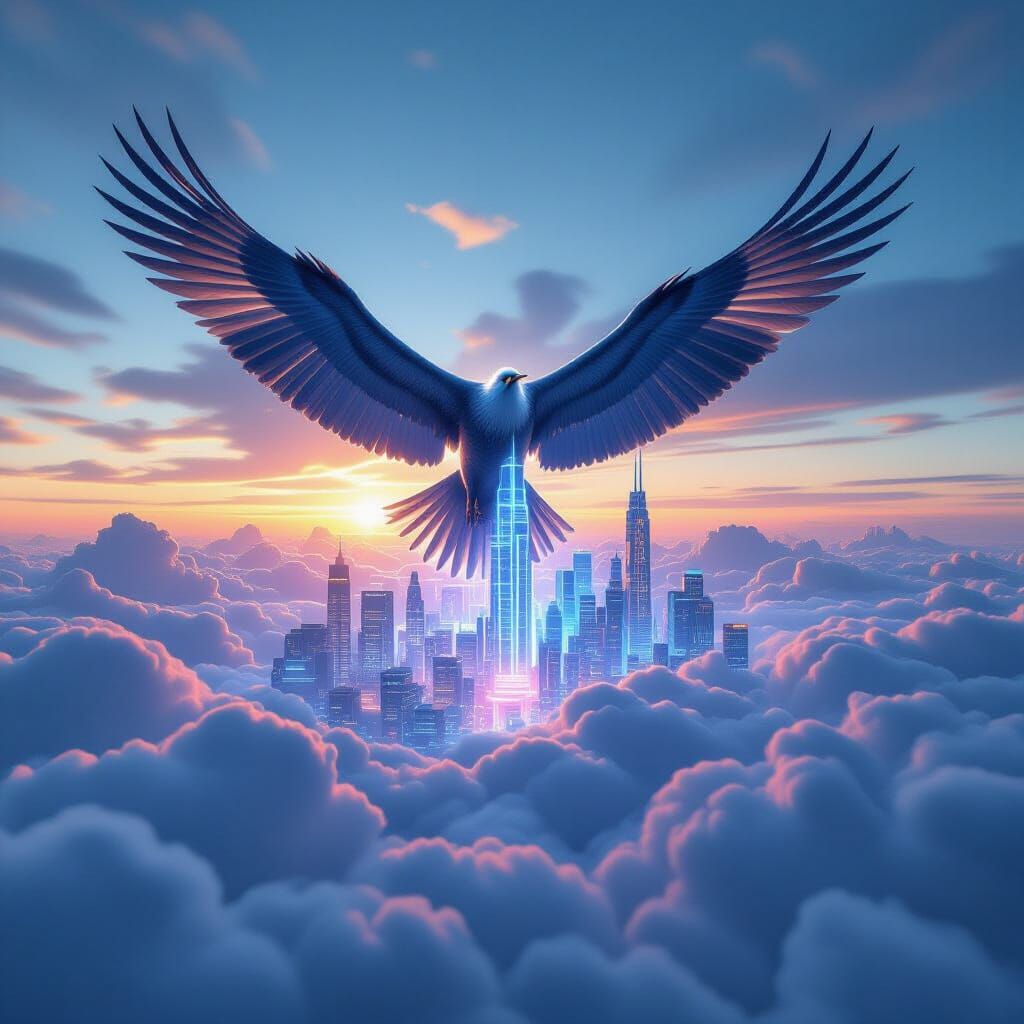 Futuristic Cityscape Unveiled in Giant Bird's Wings