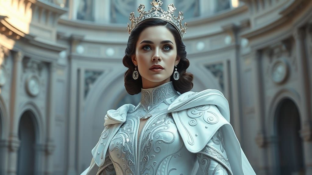 Glamorous Sci-Fi Princess in Opulent Latex Attire