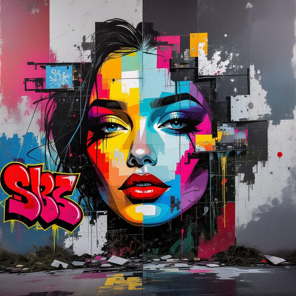 Polychromatic Collage of Graffiti and Street Art