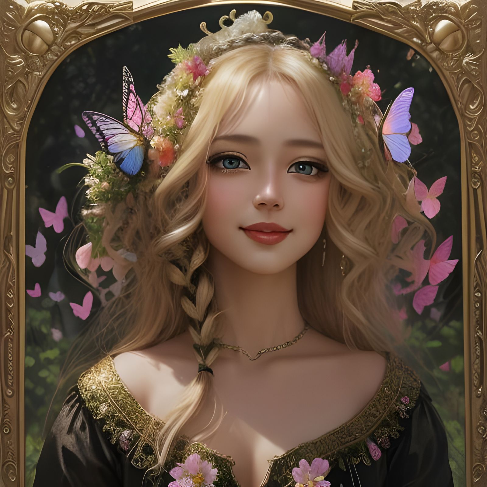 Charming Spring Flower Goddess in Art Deco Style