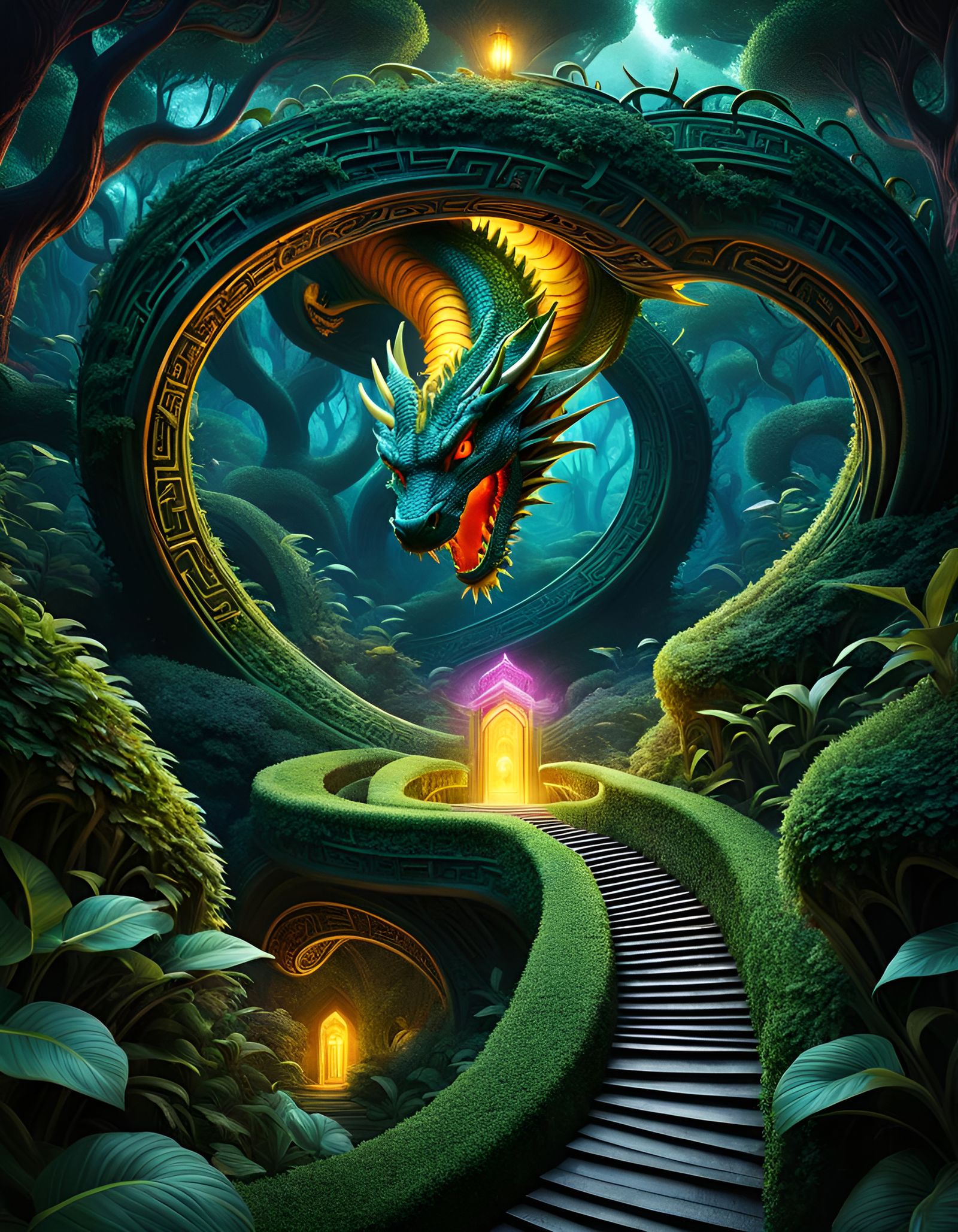 Draconic Labyrinth: A Multicolored Fractal Maze