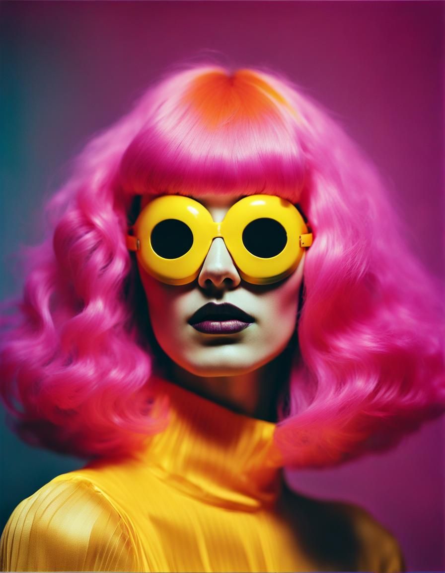Masked Woman in 70's Retro-Futuristic Style