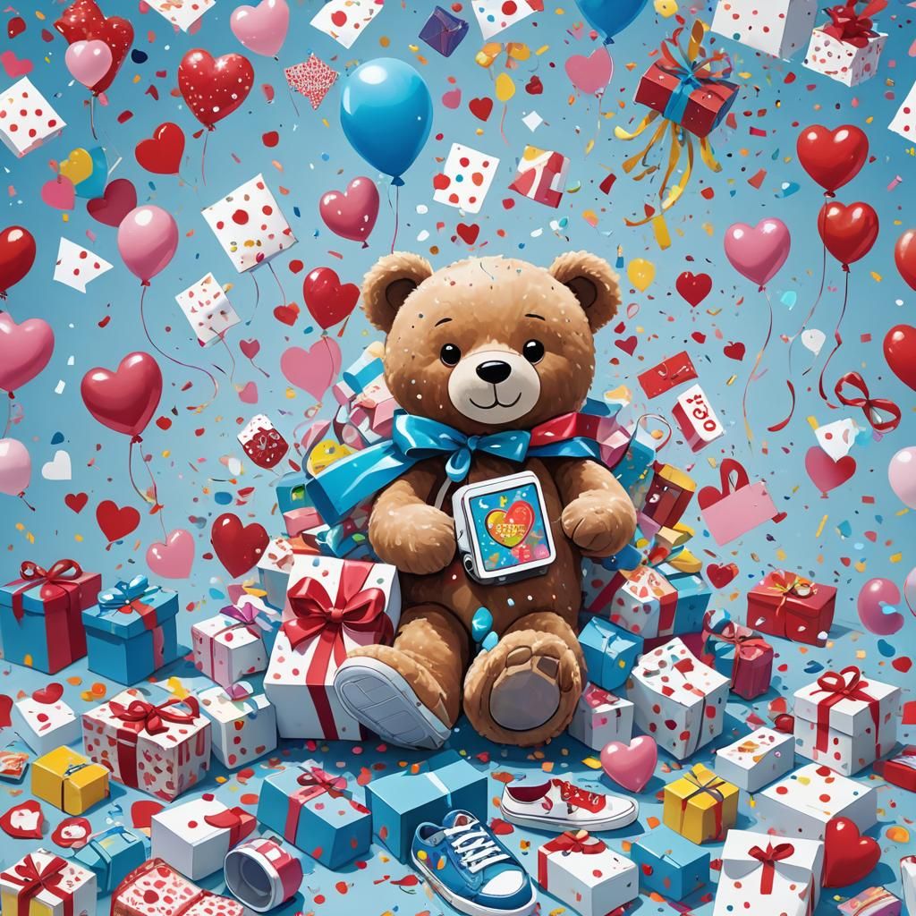 Valentine Gifts with Bear in Murakami Style