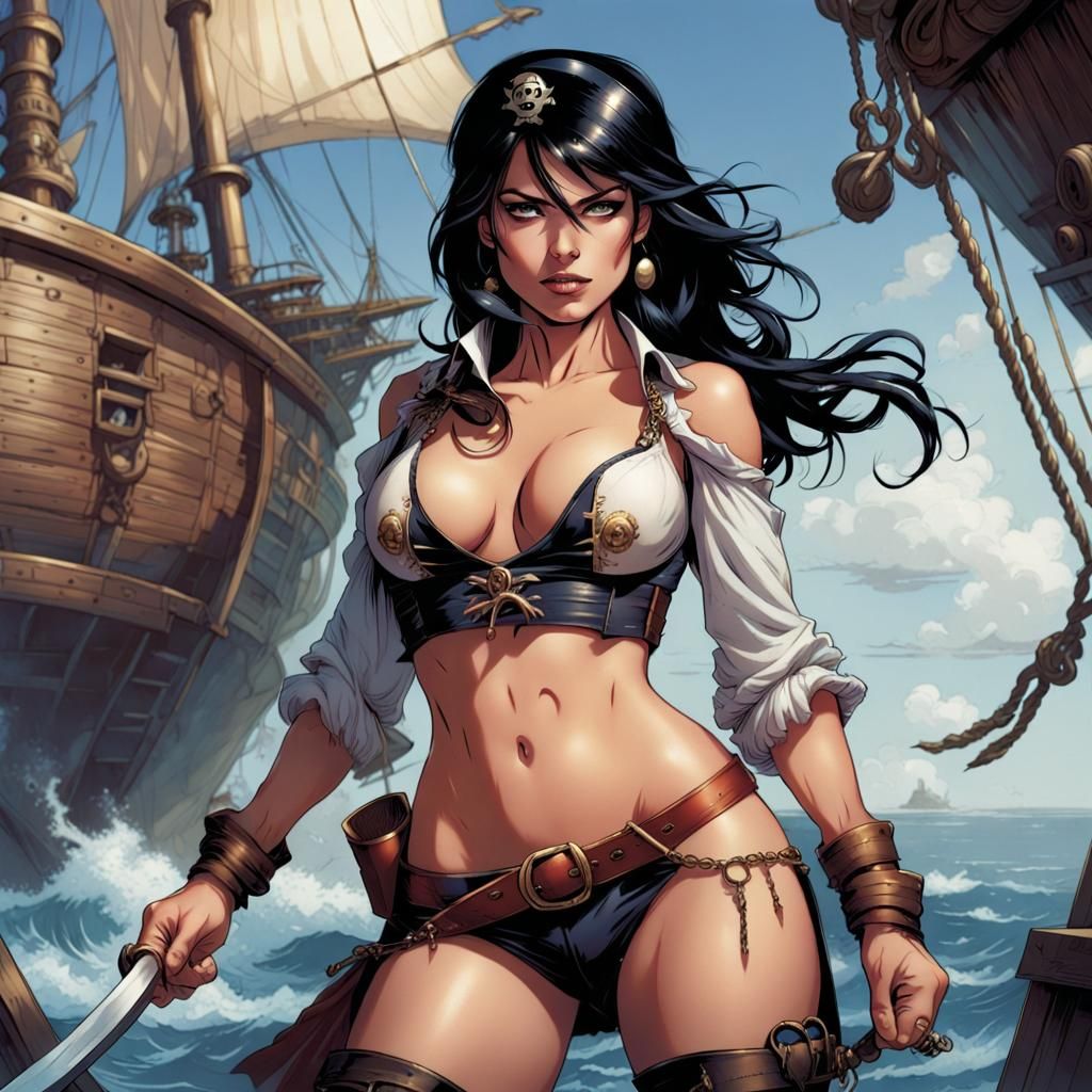Female Pirate in Comic Book Style