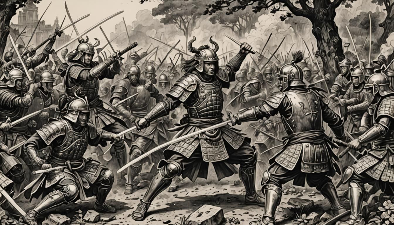 Samurai Vs Romans battle.. Ben Bocquelet hypermodernism pre-...