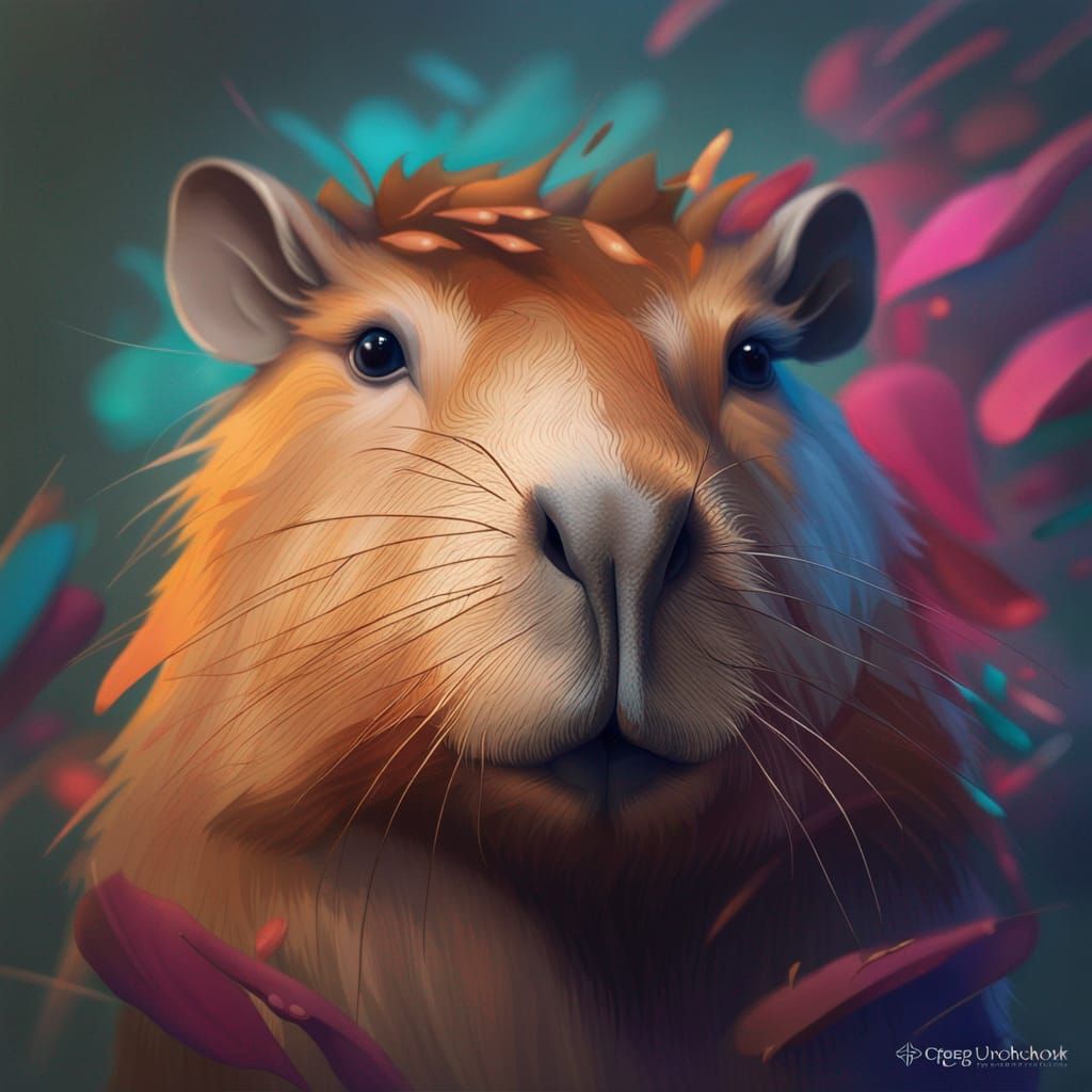 Hyperdetailed Capybara Portrait in Digital Art Style