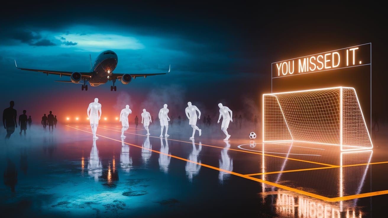 Ethereal Soccer Game on Runway at Night