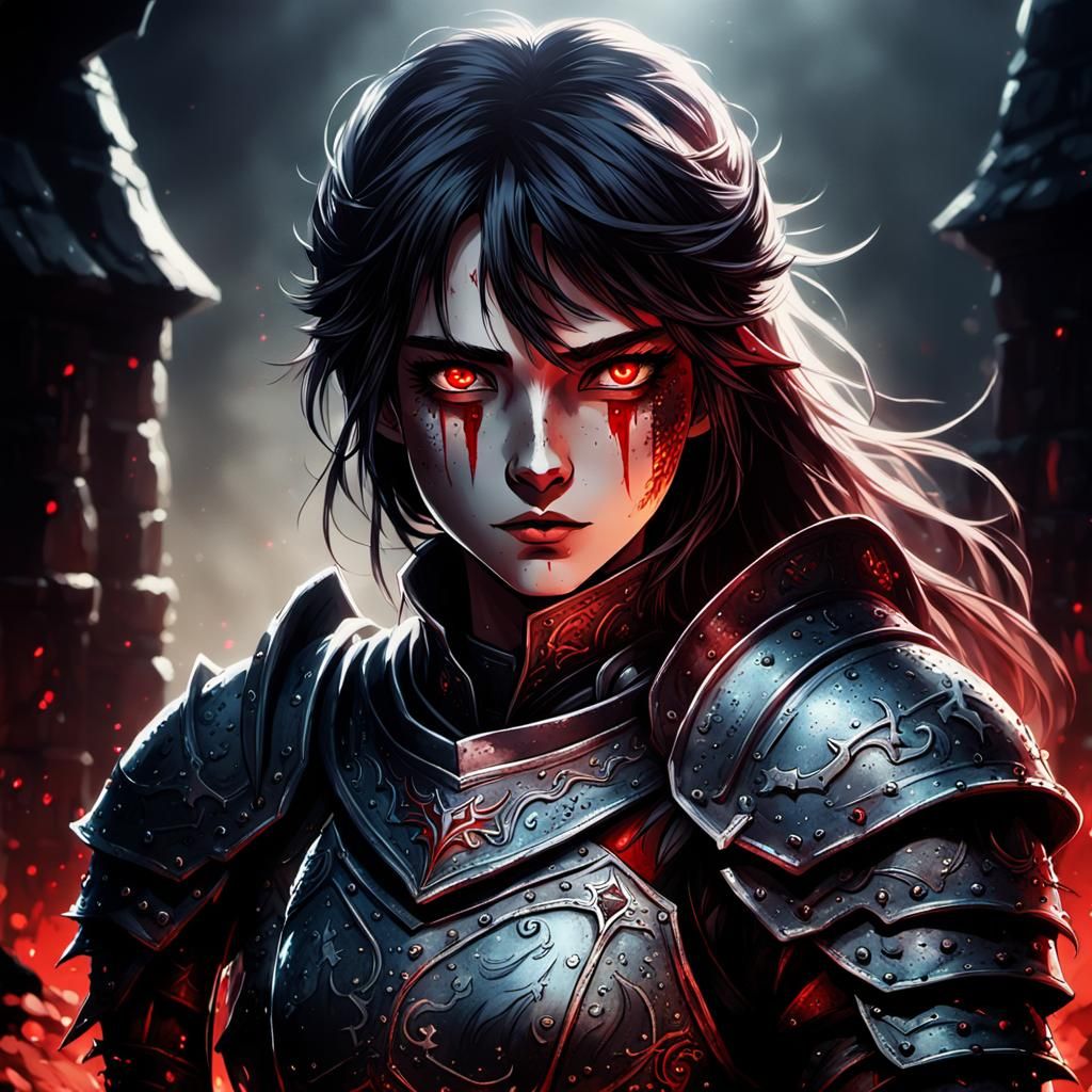 Anime Knight Portrait in Dark Fantasy Style