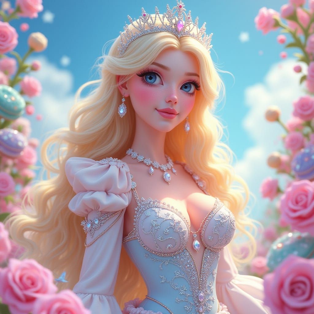 Ethereal Princess in Whimsical Candyland Wonderland