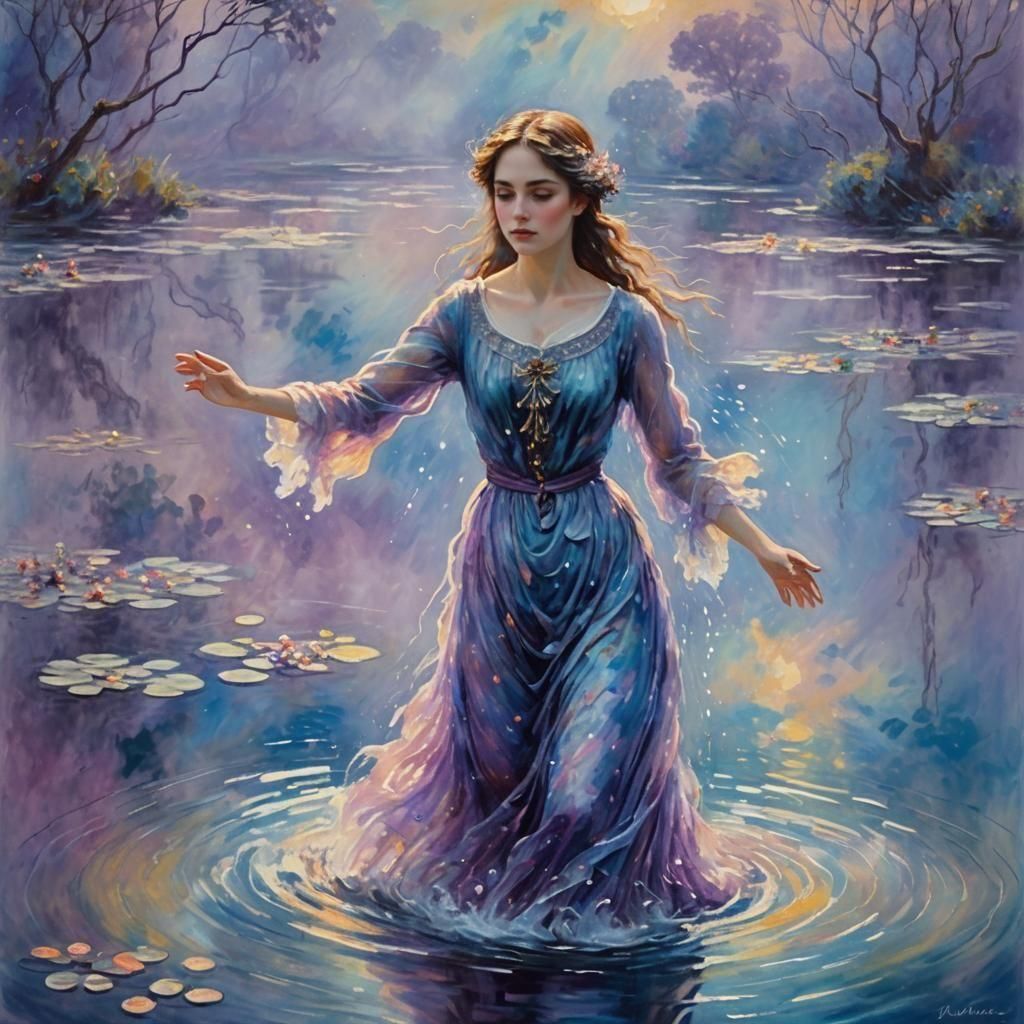 Impressionist Maiden Walks on Cosmic Waters