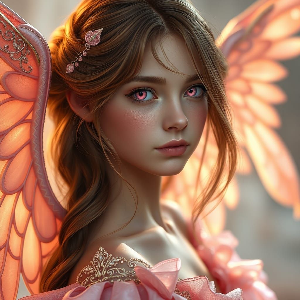 Fantasy Girl Portrait in High-Fantasy Art Nouveau Style