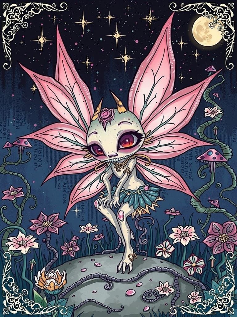 Fairy-Monster in Creepy Garden: Chibi Manga Style
