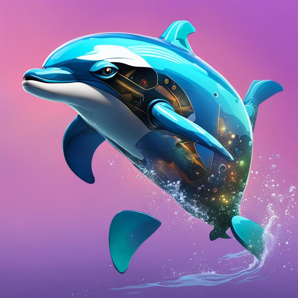 Futuristic Robot Dolphin Swimming Underwater