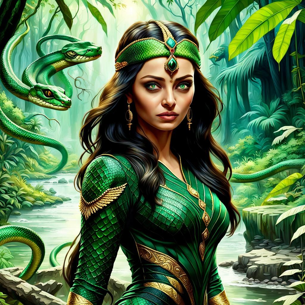 Snake Priestess in Abandoned Jungle Temple