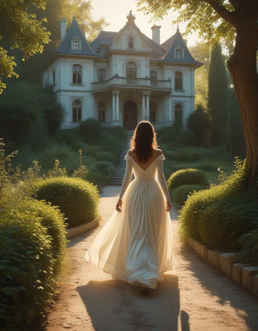 Gothic Mansion in a Magical Forest Landscape