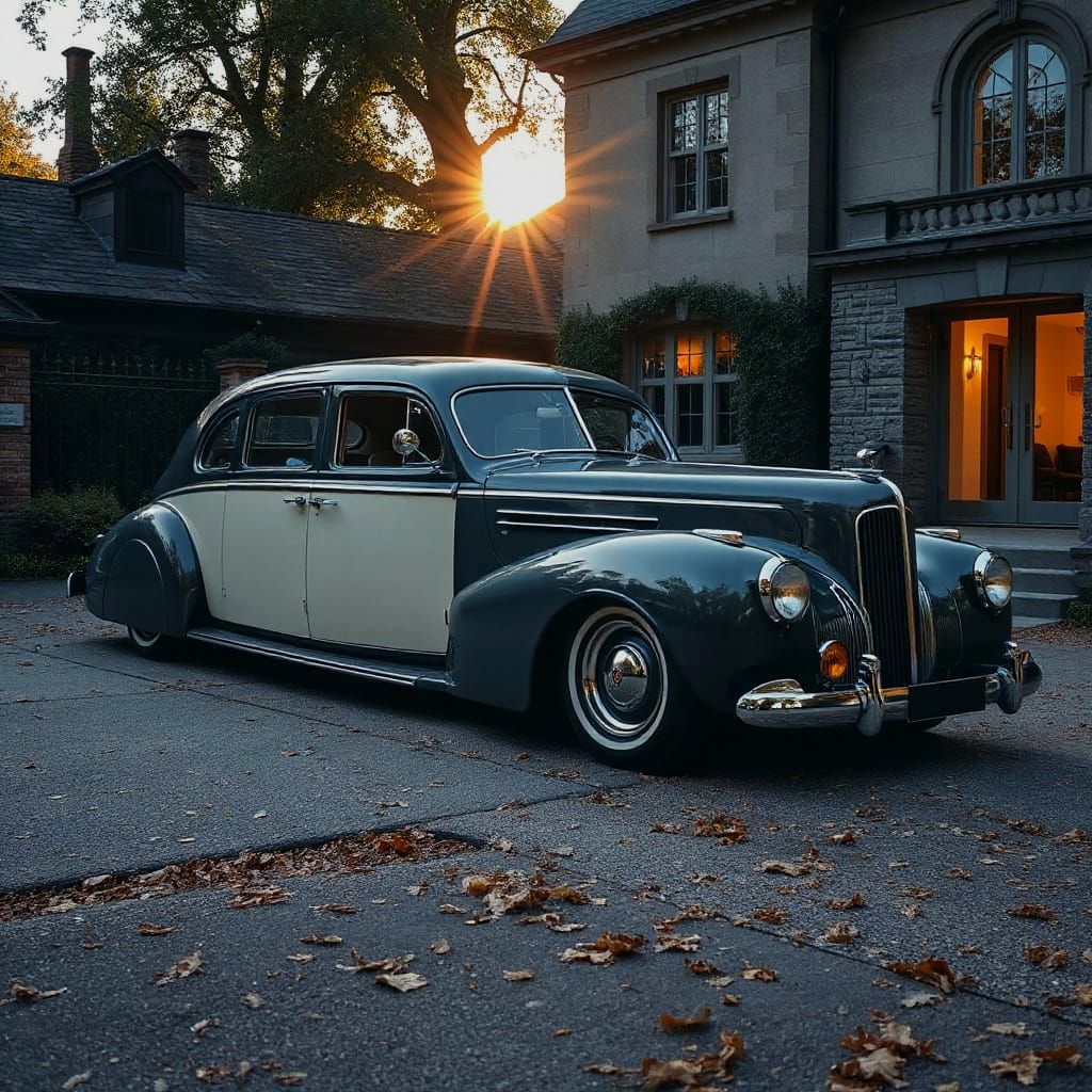 Steampunk 1948 Limousine in Early Morning Sunlight