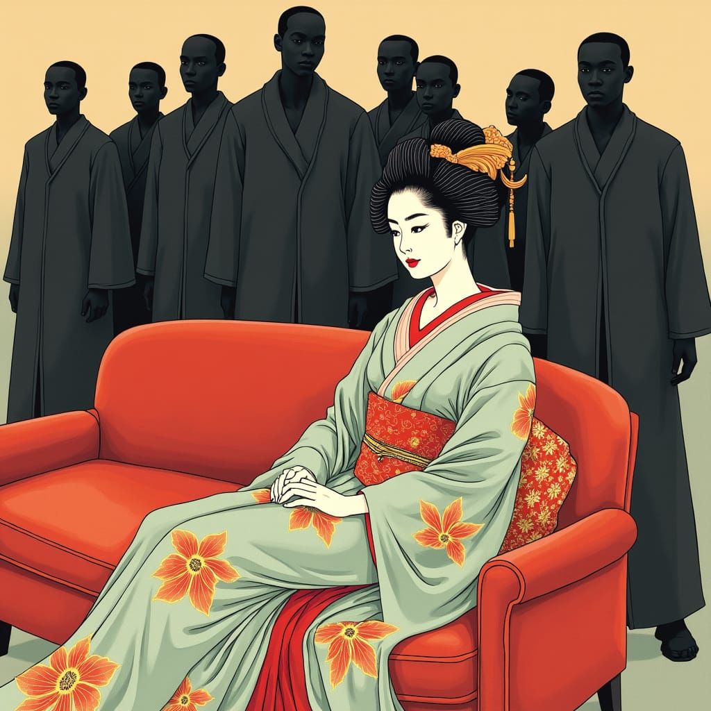 Ukiyo-e of Piper Perri surrounded meme