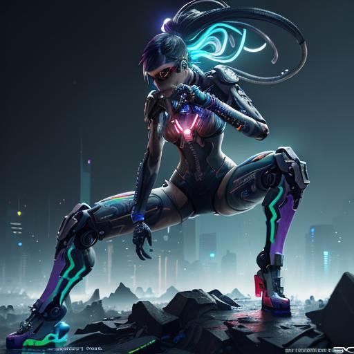 Nintendo Switch Girl in Anime Cyberpunk Style