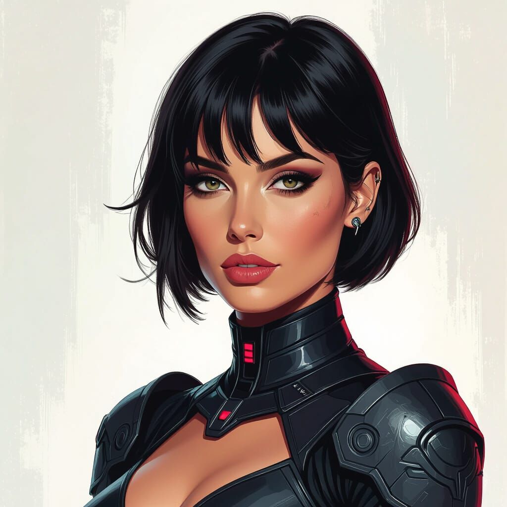 Sophia Loren Lookalike in Dystopian Futuristic Armor