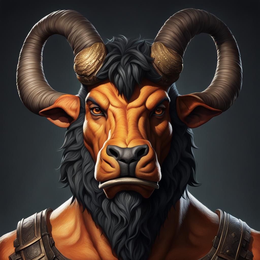 Earthen Minotaur in Forest Portrait