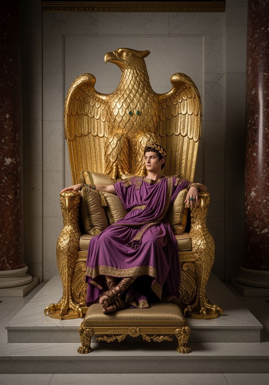 Emperor Nero on Eagle Throne in Palace Throne Room