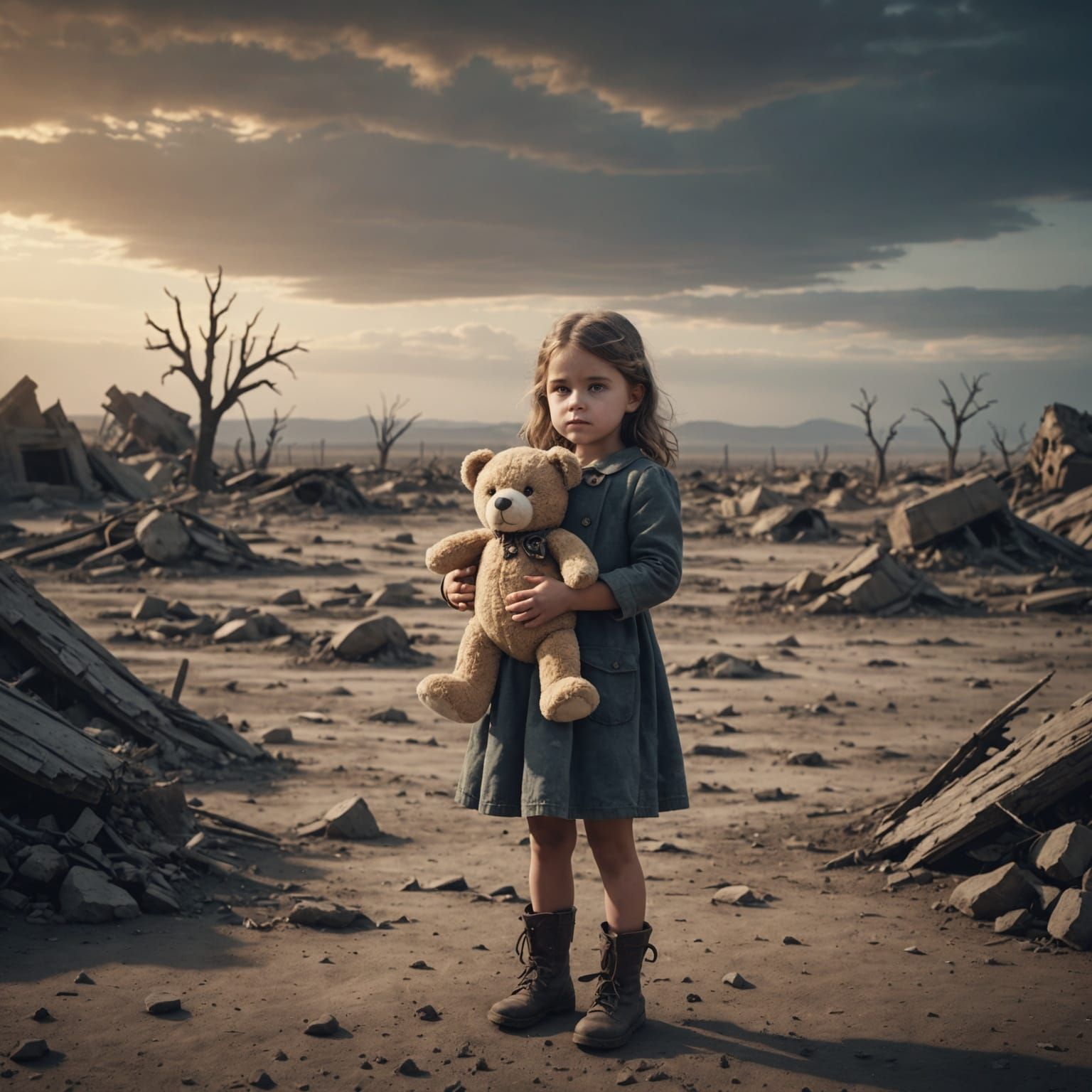 Little Girl in Barren Wasteland: Digital Matte Painting