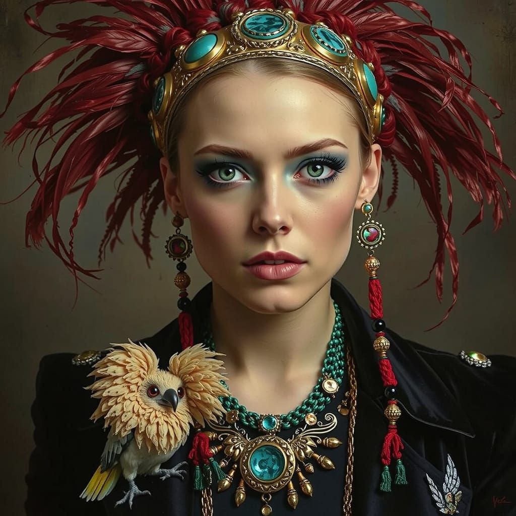 Cockatoo-Woman Portrait in Max Ernst Style