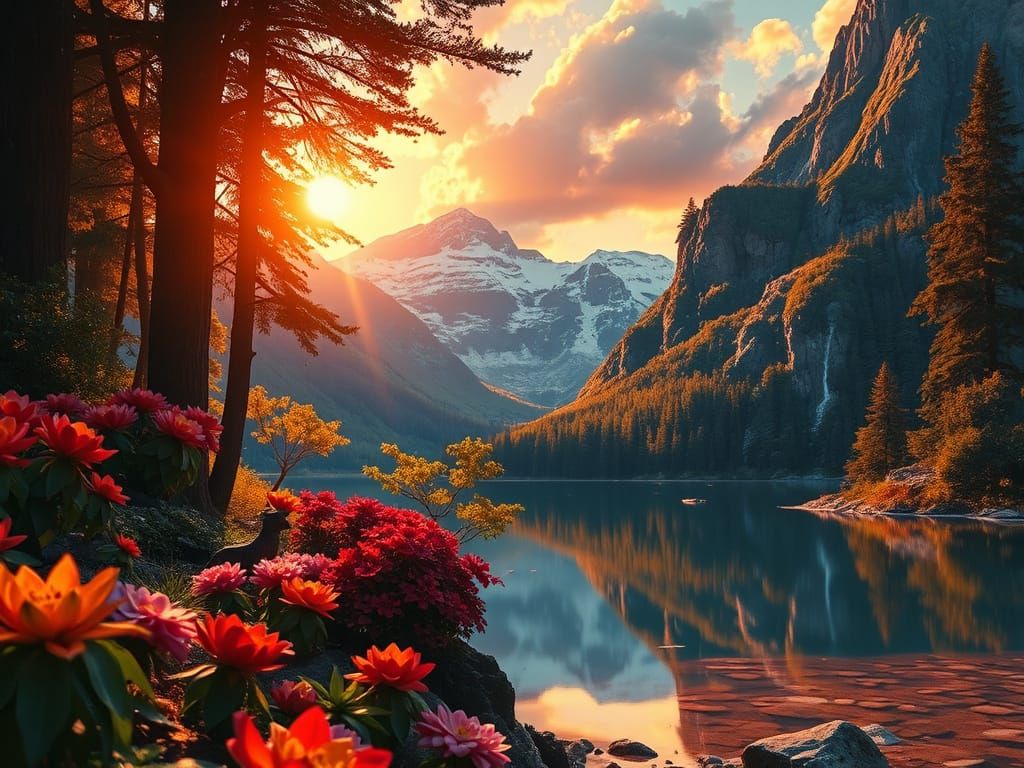 Hyperrealistic Dreamscape in Vibrant, Whimsical Colors