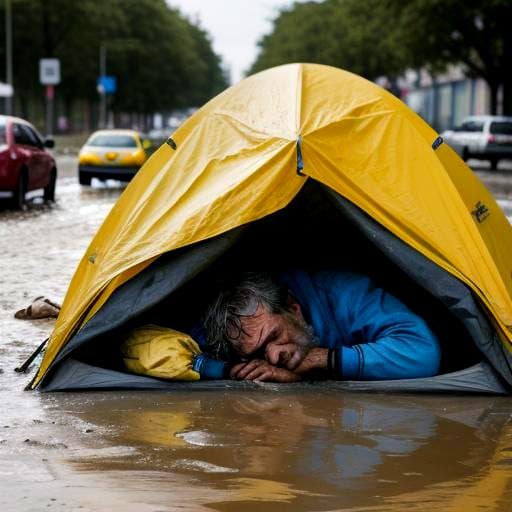 Homeless Man and Supercar in High Resolution
