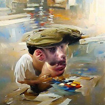 Realistic Oil Painting of Abstract Scene