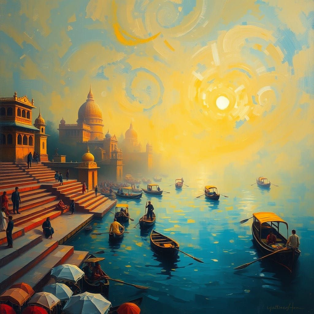 Golden Light on the Ganges in Varanasi