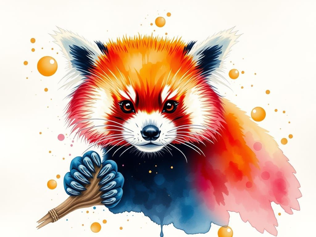Red Panda in Watercolor 2