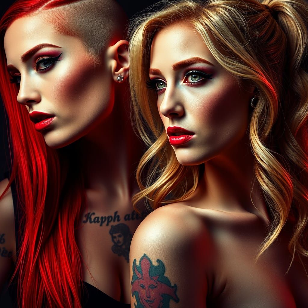 Vibrant Women in Edgy, High-Contrast Portrait