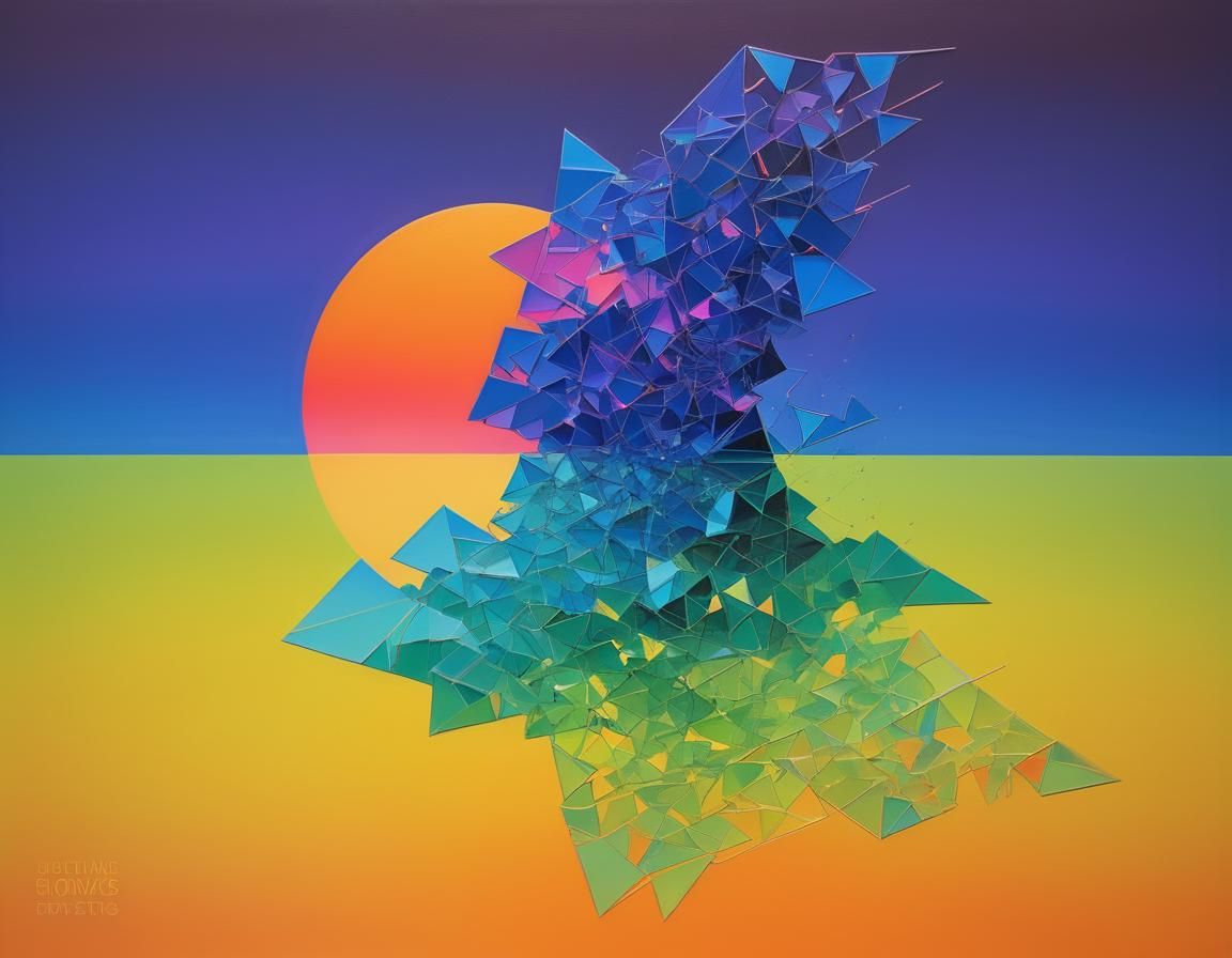 Abstract Geometric Structure with Gradient Sunset