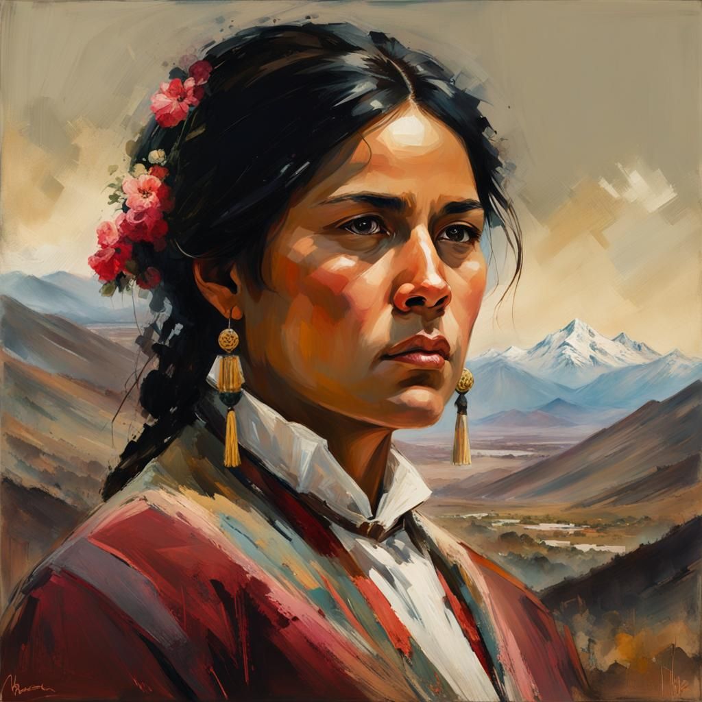 Gregoria Apaza Portrait in Textured Speedpaint Style