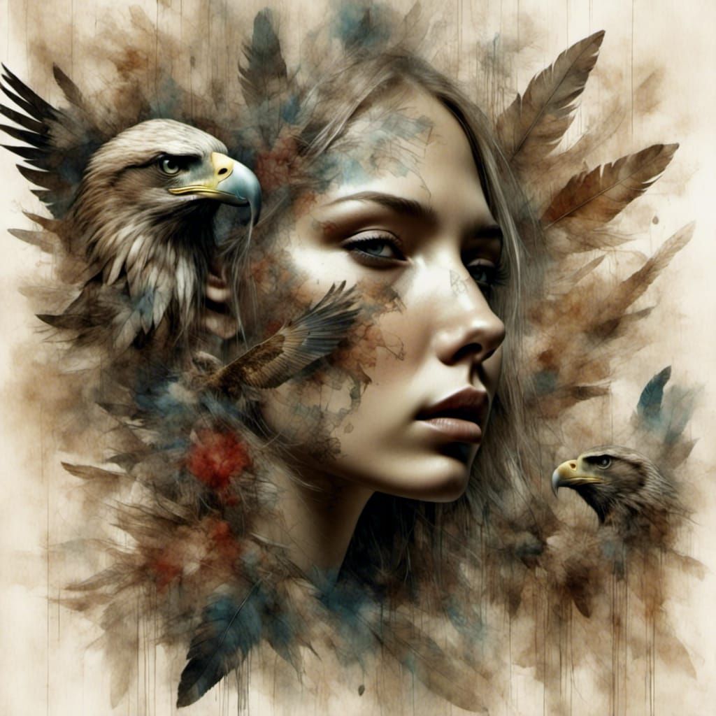 Ethereal Eagle Double Exposure in Soft Focus