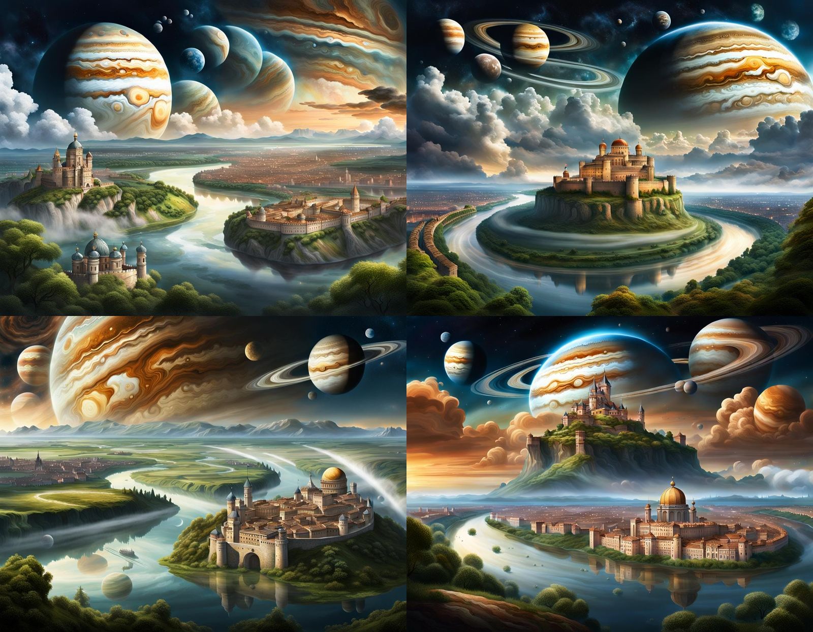 Jupiter Over Cityscape: Hyperrealistic Concept Art