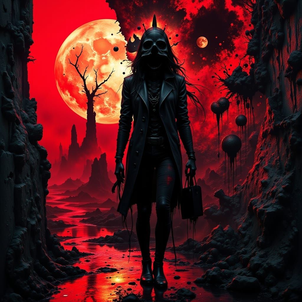 Cold War Berlin Under Red Moonlight