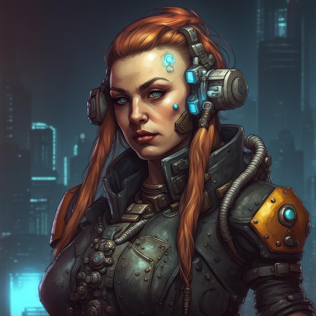 Cyberpunk Dwarf Fixer with Cybernetics