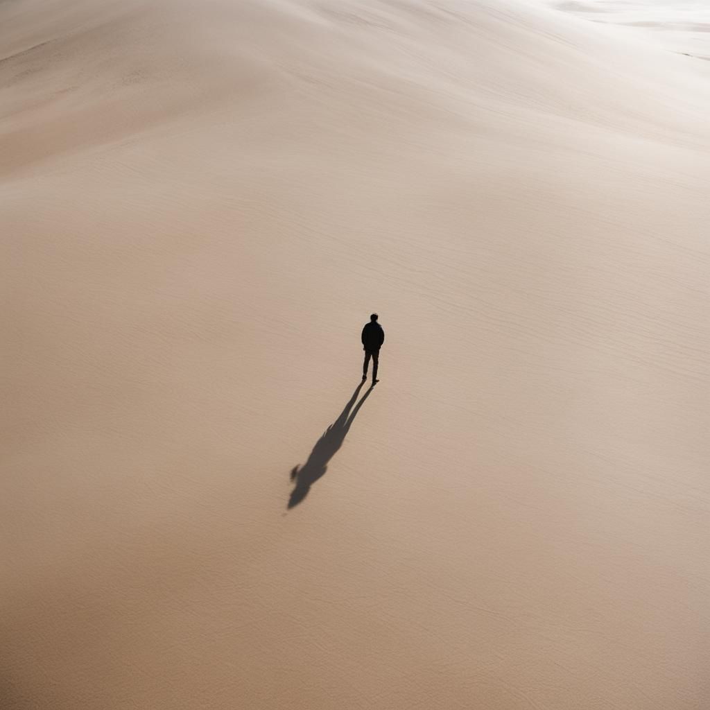 Person Alone in Desert: Aerial View