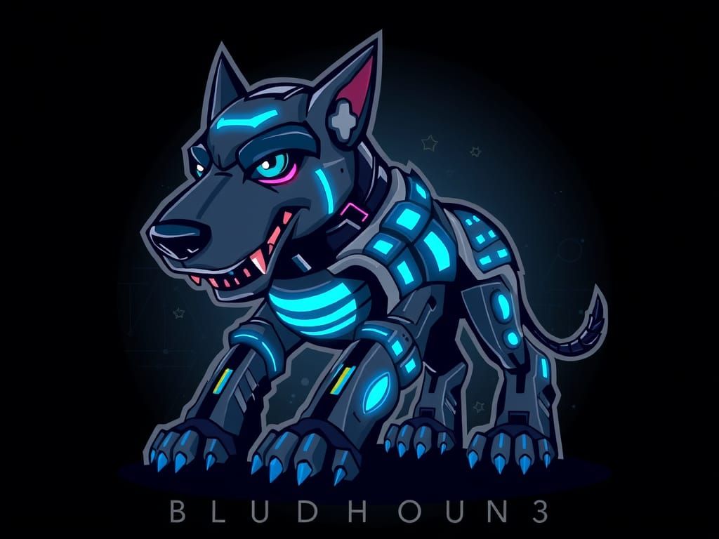 Futuristic Bludhound3 Mascot in Cyberpunk Style