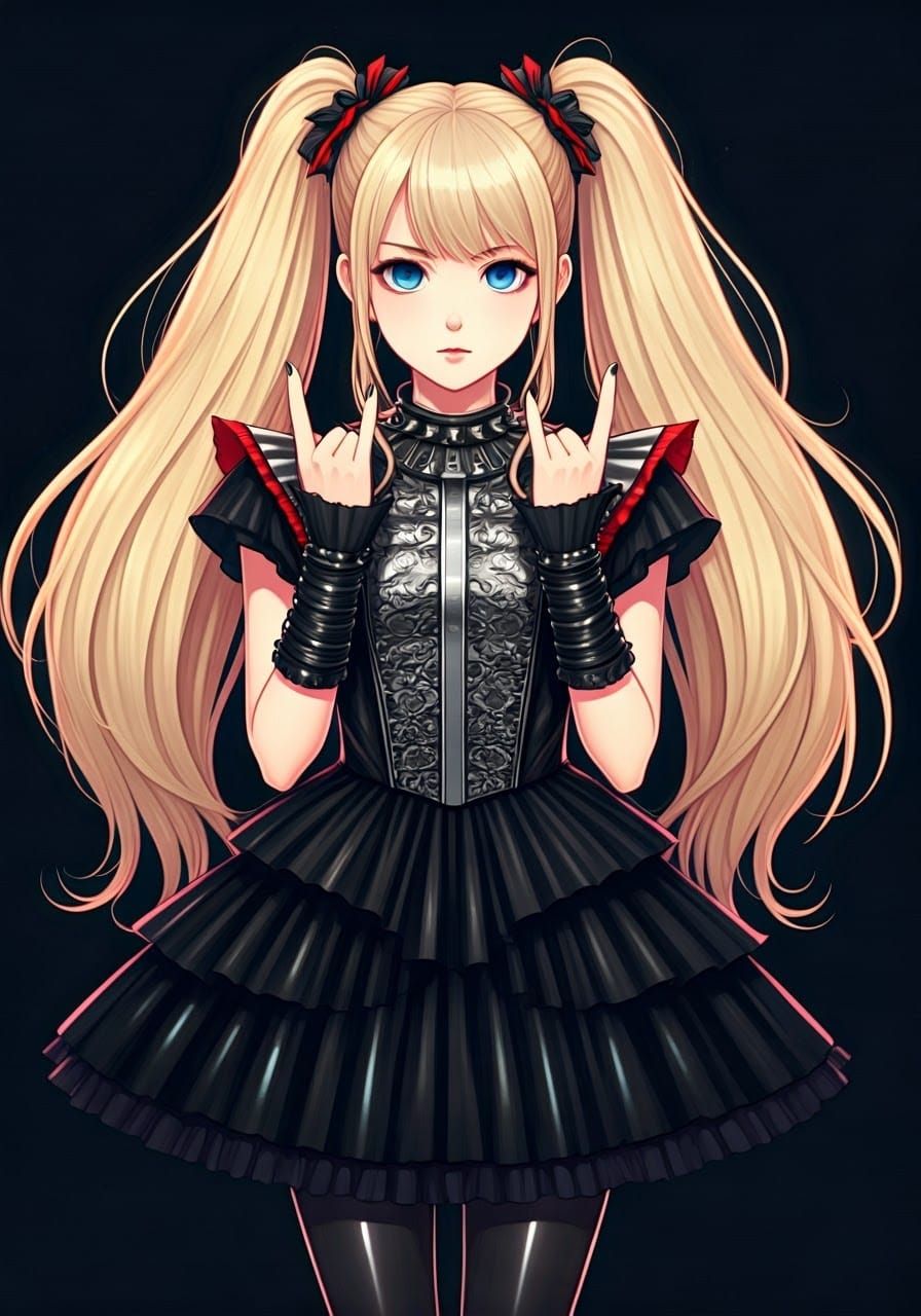 Angelic Woman in Gothic Lolita Dress, Anime Style