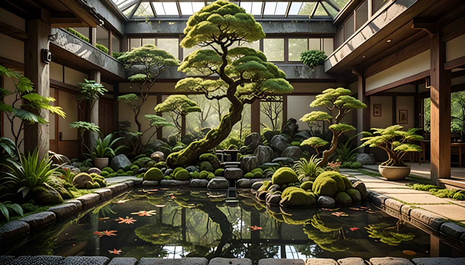 Japanese Zen Oasis Amidst Modern Chaos