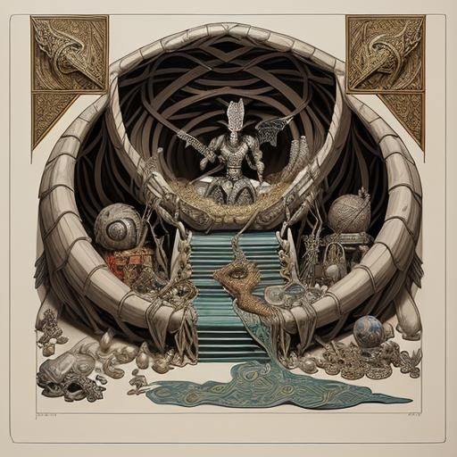 Art Deco Dragon Lair with Treasure Nest