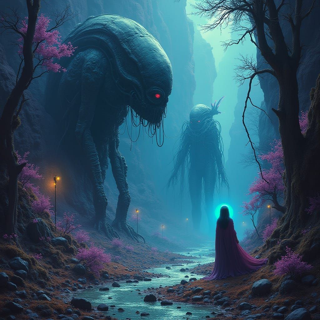 Ethereal Dreamscape with Biomechanical Wonders